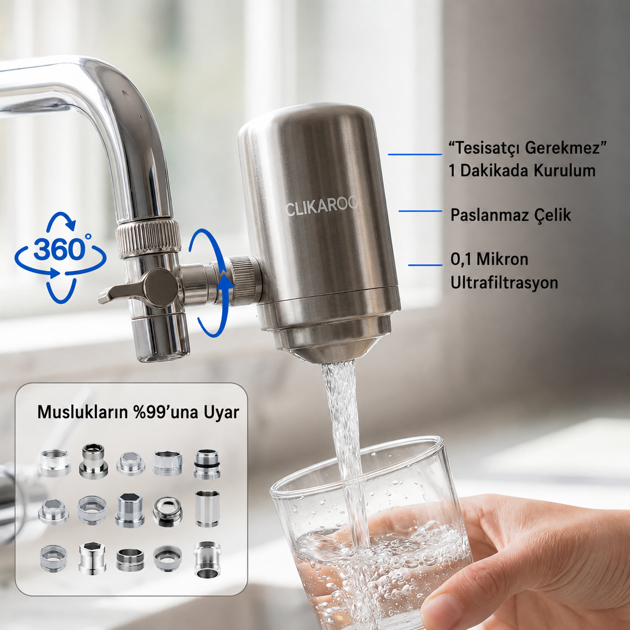 CLIKAROOS™ Akıllı Musluk Su Filtresi